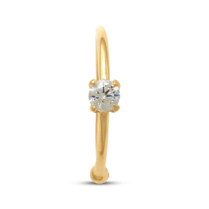 Main Image 2 of Cubic Zirconia Solitaire Nose Ring 14K Yellow Gold