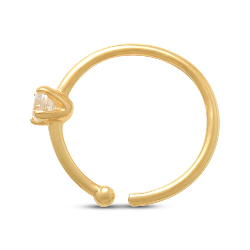 Main Image 3 of Cubic Zirconia Solitaire Nose Ring 14K Yellow Gold