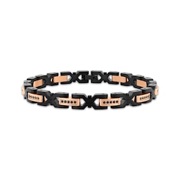 Men's Black Diamond Link Bracelet 1/2 ct tw Black & Rose Ion-Plated Stainless Steel 8.37"