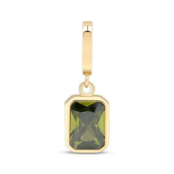 Charmed Memories Emerald-Cut Olive Green Cubic Zirconia Charm 10K Yellow Gold