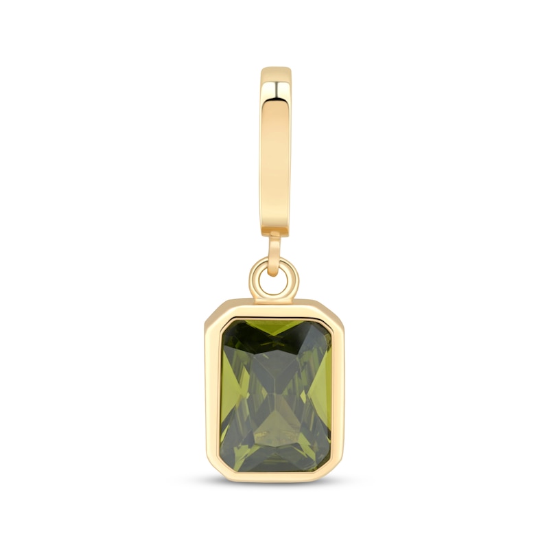 Main Image 1 of Charmed Memories Emerald-Cut Olive Green Cubic Zirconia Charm 10K Yellow Gold