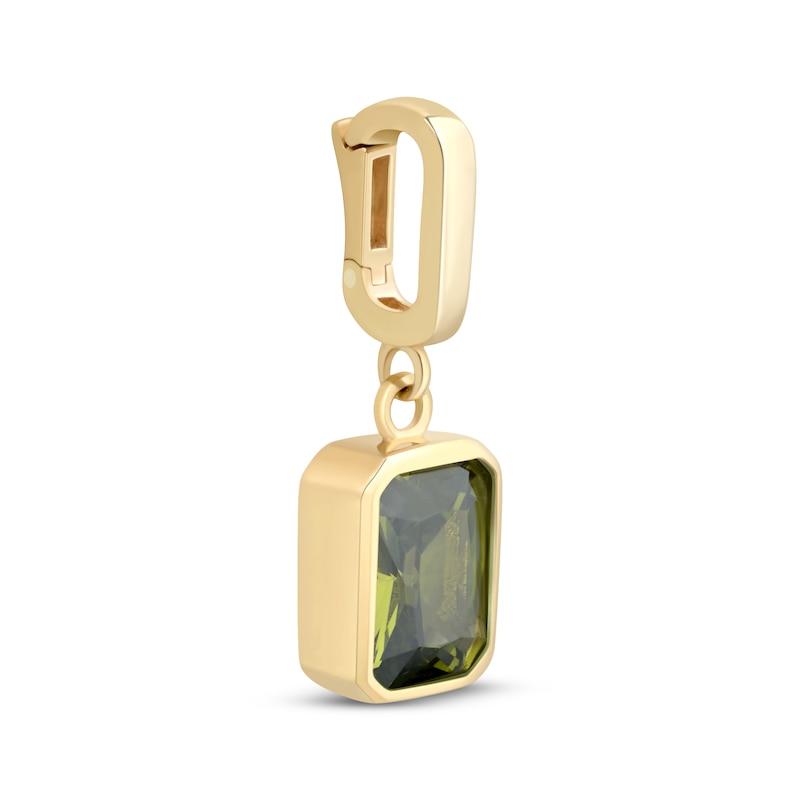 Main Image 2 of Charmed Memories Emerald-Cut Olive Green Cubic Zirconia Charm 10K Yellow Gold