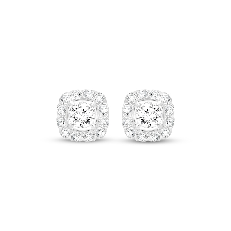 Main Image 2 of KAY Lab-Grown Diamonds Cushion Halo Stud Earrings 1/2 ct tw Sterling Silver