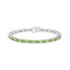Thumbnail Image 1 of Oval-Cut Peridot & White Lab-Created Sapphire Link Bracelet Sterling Silver 7.25"