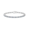 Thumbnail Image 1 of Oval-Cut Aquamarine & White Lab-Created Sapphire Link Bracelet Sterling Silver 7.25"