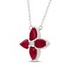 Thumbnail Image 2 of Pear-Shaped Lab-Created Ruby & White Lab-Created Sapphire Clover Necklace Sterling Silver 18"