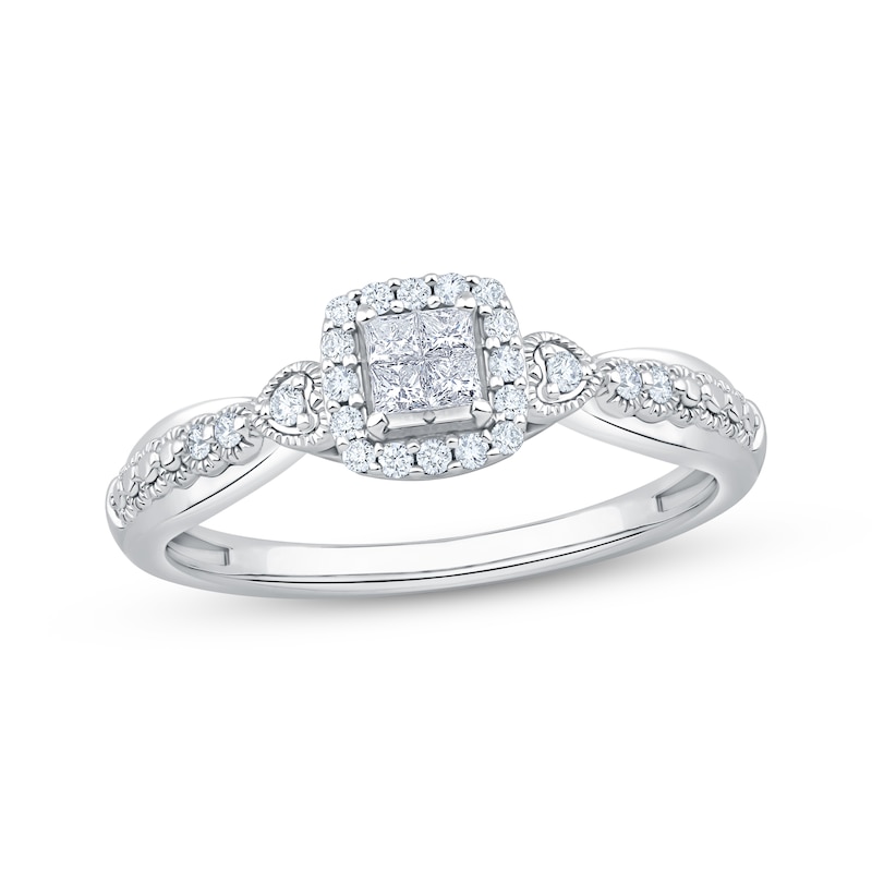 Main Image 1 of Princess-Cut Quad Diamond Promise Ring 1/5 ct tw 10K White Gold