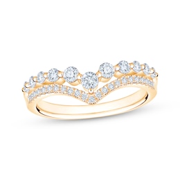 Now + Forever Lab-Grown Diamonds Two-Row Chevron Anniversary Ring 1/2 ct tw 14K Yellow Gold