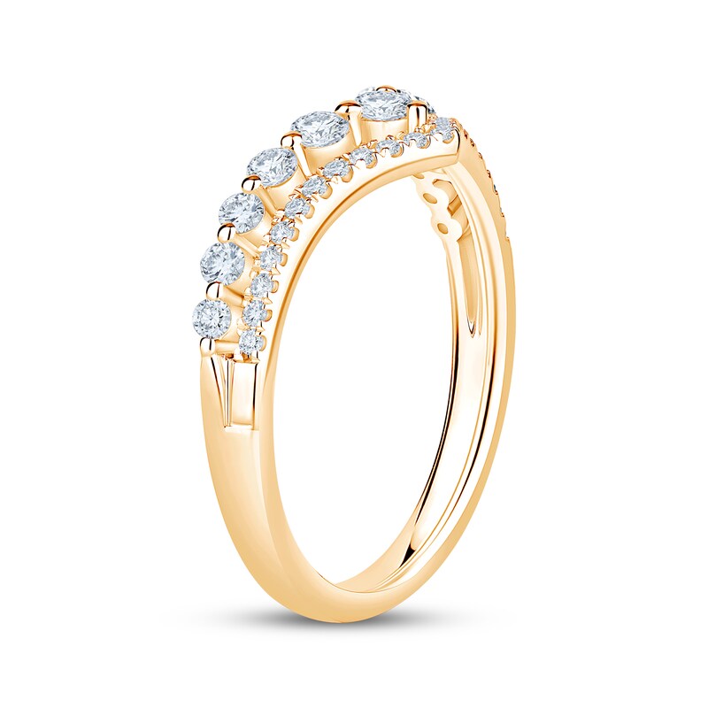 Main Image 2 of Now + Forever Lab-Grown Diamonds Two-Row Chevron Anniversary Ring 1/2 ct tw 14K Yellow Gold