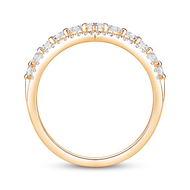 Main Image 3 of Now + Forever Lab-Grown Diamonds Two-Row Chevron Anniversary Ring 1/2 ct tw 14K Yellow Gold