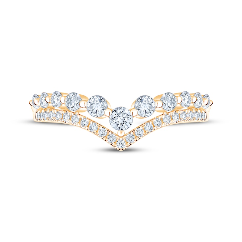 Main Image 4 of Now + Forever Lab-Grown Diamonds Two-Row Chevron Anniversary Ring 1/2 ct tw 14K Yellow Gold