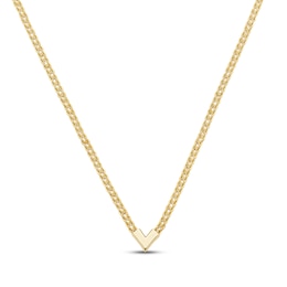 Chevron Rope Chain Necklace Hollow 10K Yellow Gold 22"
