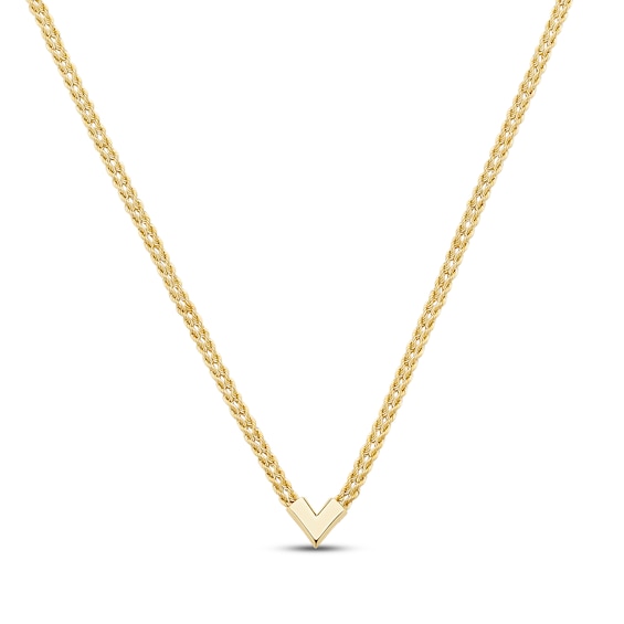 Chevron Rope Chain Necklace Hollow 10K Yellow Gold 22"