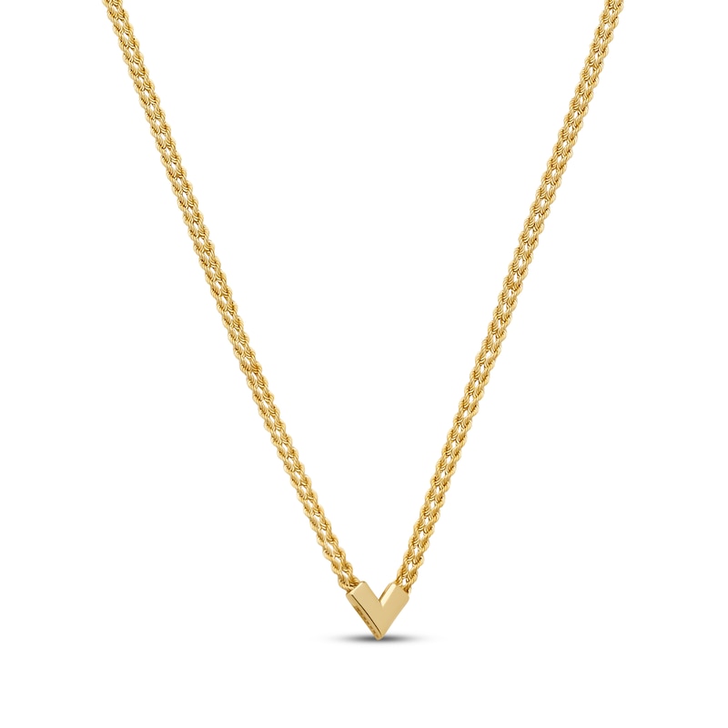 Main Image 2 of Chevron Rope Chain Necklace Hollow 10K Yellow Gold 22"