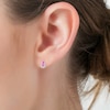 Thumbnail Image 3 of Pear-Shaped Pink Lab-Created Sapphire & White Lab-Created Sapphire Frame Drop Earrings Sterling Silver