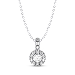 THE LEO Diamond Circle Halo Necklace 5/8 ct tw 14K White Gold 19"