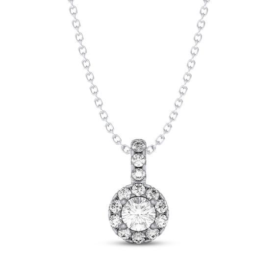 THE LEO Diamond Circle Halo Necklace 5/8 ct tw 14K White Gold 19"