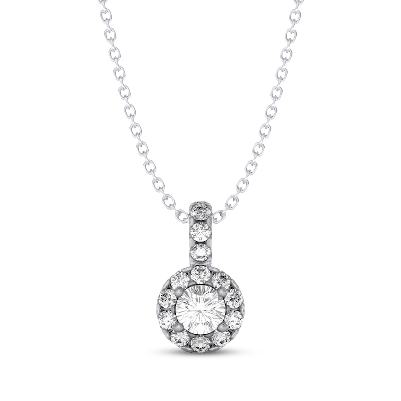 Main Image 1 of THE LEO Diamond Circle Halo Necklace 5/8 ct tw 14K White Gold 19"
