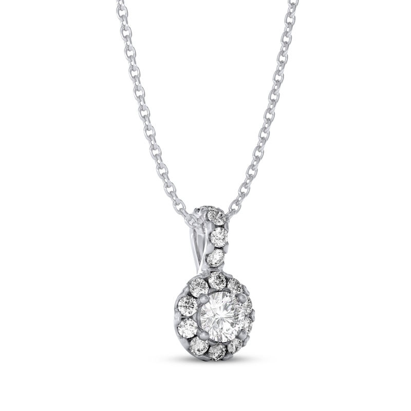 Main Image 2 of THE LEO Diamond Circle Halo Necklace 5/8 ct tw 14K White Gold 19"