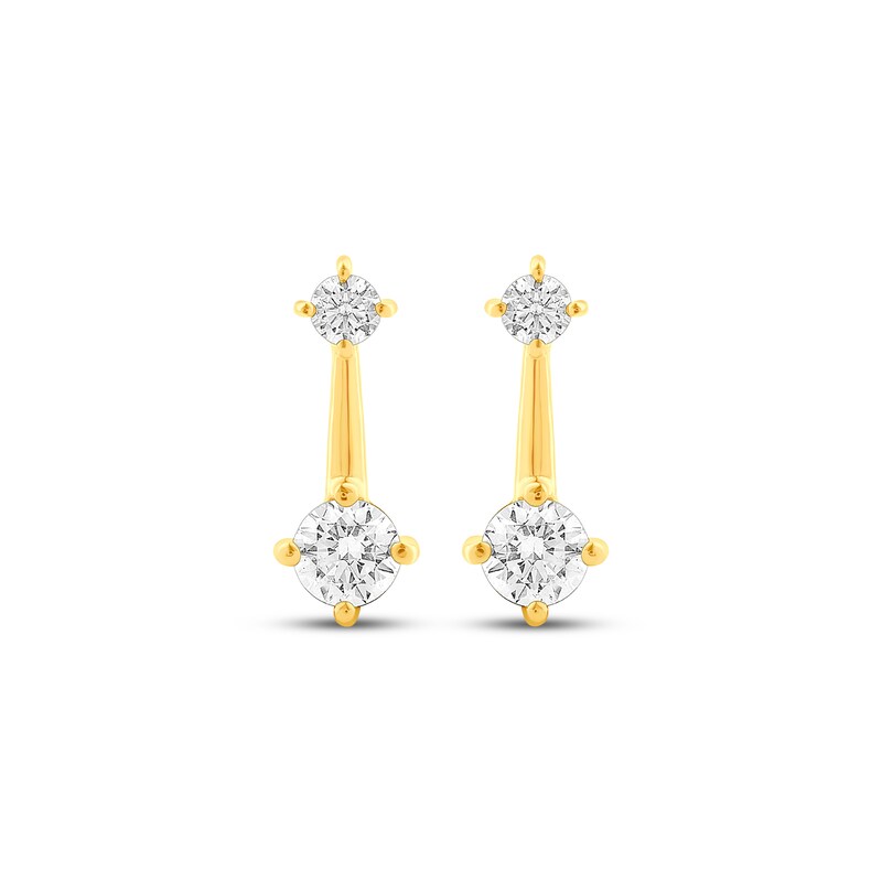 Main Image 2 of Milestones Lab-Grown Diamond Two-Stone Drop Earrings 1/4 ct tw 10K Yellow Gold