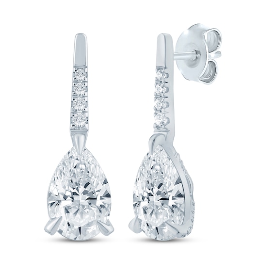 Monique Lhuillier Bliss Pear-Shaped Lab-Grown Diamond Drop Earrings 3-1/4 ct tw Platinum-Plated Sterling Silver