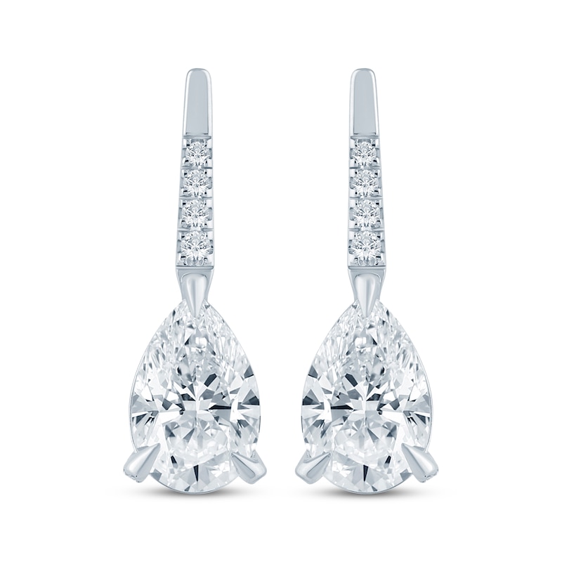 Main Image 2 of Monique Lhuillier Bliss Pear-Shaped Lab-Grown Diamond Drop Earrings 3-1/4 ct tw Platinum-Plated Sterling Silver
