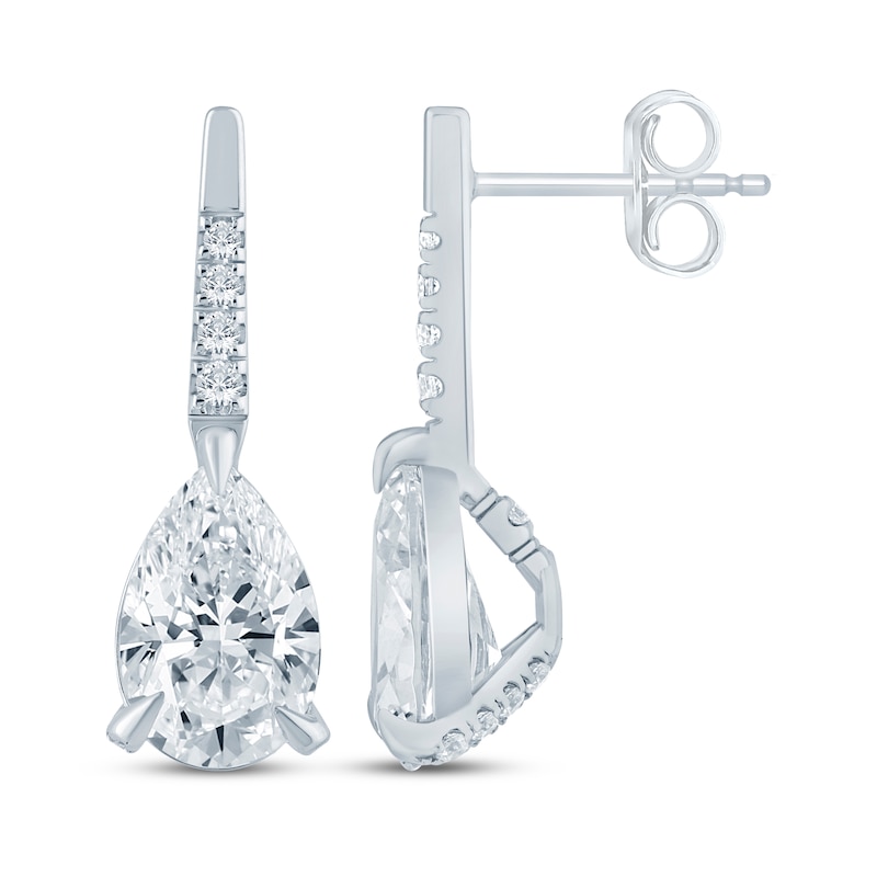 Main Image 3 of Monique Lhuillier Bliss Pear-Shaped Lab-Grown Diamond Drop Earrings 3-1/4 ct tw Platinum-Plated Sterling Silver