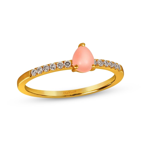 Le Vian Pear-Shaped Pink Opal Ring 1/8 ct tw Diamonds 14K Honey Gold