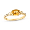 Thumbnail Image 1 of Le Vian Oval-Cut Citrine East-West Ring 1/8 ct tw Diamonds 14K Honey Gold
