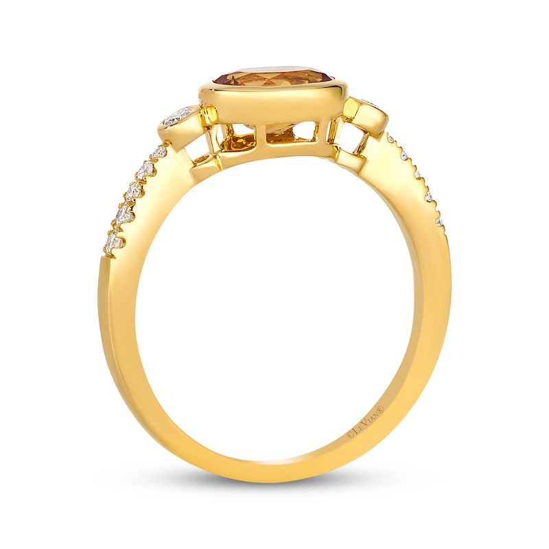 Main Image 3 of Le Vian Oval-Cut Citrine East-West Ring 1/8 ct tw Diamonds 14K Honey Gold