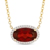 Thumbnail Image 1 of Le Vian Oval-Cut Garnet East-West Halo Necklace 1/10 ct tw Diamonds 14K Honey Gold 19"