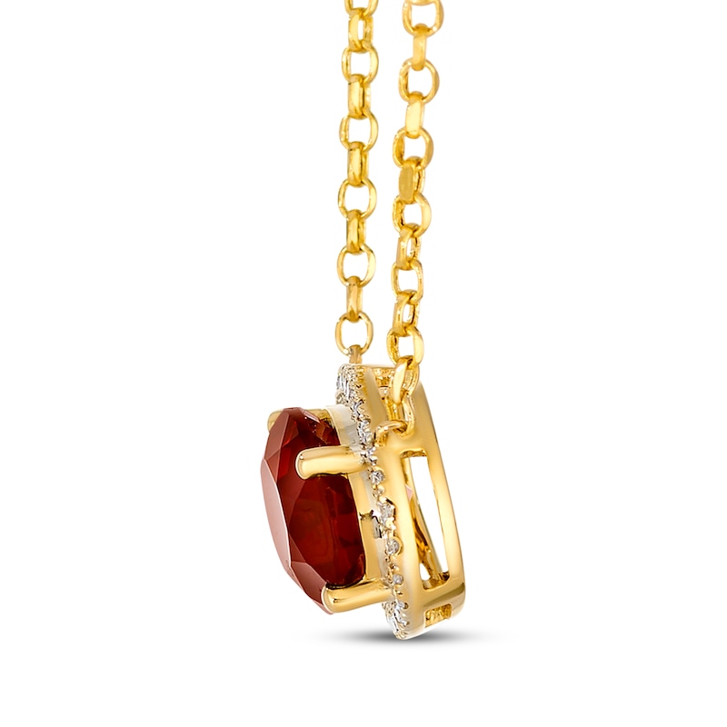 Main Image 2 of Le Vian Oval-Cut Garnet East-West Halo Necklace 1/10 ct tw Diamonds 14K Honey Gold 19"