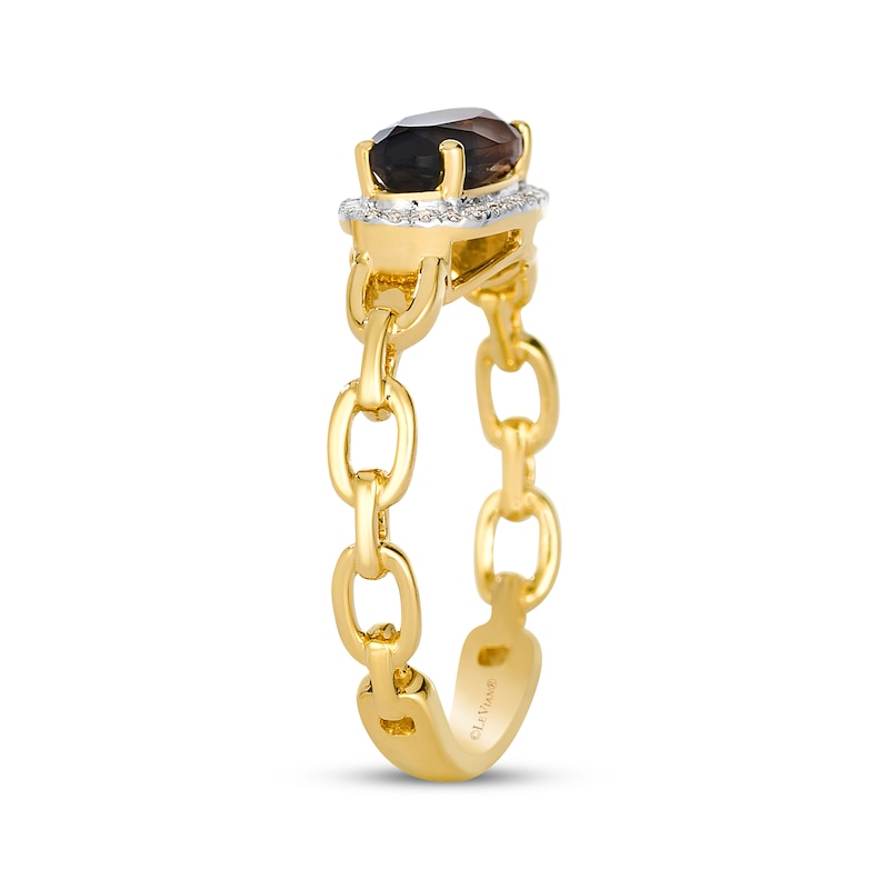 Main Image 2 of Le Vian Oval-Cut Chocolate Quartz Chain Link Ring 1/15 ct tw Diamonds 14K Honey Gold