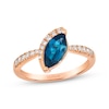 Thumbnail Image 1 of Le Vian Marquise-Cut Blue Topaz Ring 1/6 ct tw Diamonds 14K Strawberry Gold