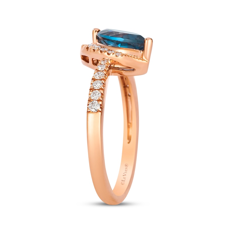 Main Image 2 of Le Vian Marquise-Cut Blue Topaz Ring 1/6 ct tw Diamonds 14K Strawberry Gold