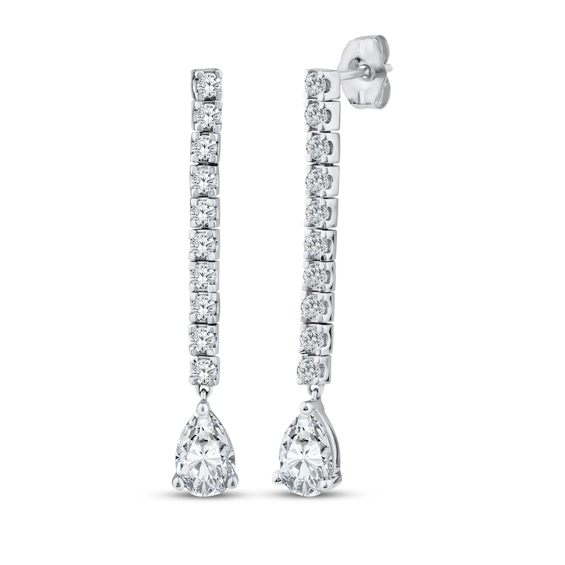 Main Image 1 of KAY Lab-Grown Diamonds Pear-Shaped & Round-Cut Drop Earrings 2 ct tw 10K White Gold