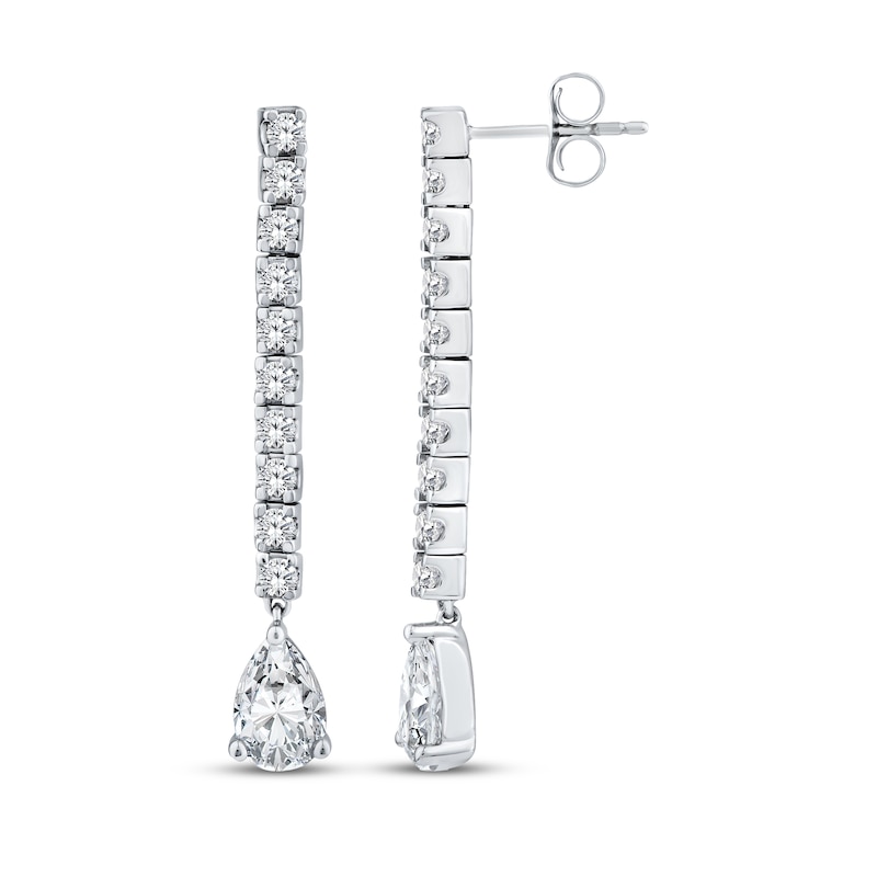 Main Image 3 of KAY Lab-Grown Diamonds Pear-Shaped & Round-Cut Drop Earrings 2 ct tw 10K White Gold