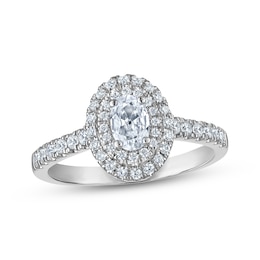 KAY Signature Collection Oval-Cut Diamond Double Halo Engagement Ring 3/4 ct tw 14K White Gold