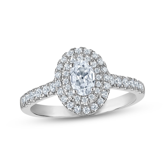 KAY Signature Collection Oval-Cut Diamond Double Halo Engagement Ring 3/4 ct tw 14K White Gold