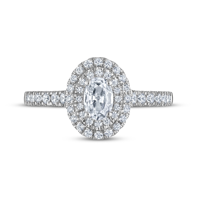 Main Image 3 of KAY Signature Collection Oval-Cut Diamond Double Halo Engagement Ring 3/4 ct tw 14K White Gold