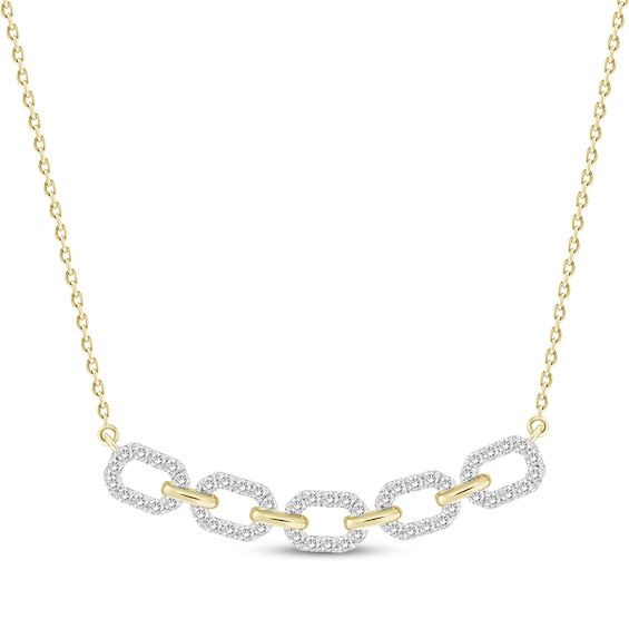 Linked Always Diamond Smile Necklace 1/2 ct tw 10K Yellow Gold 18"