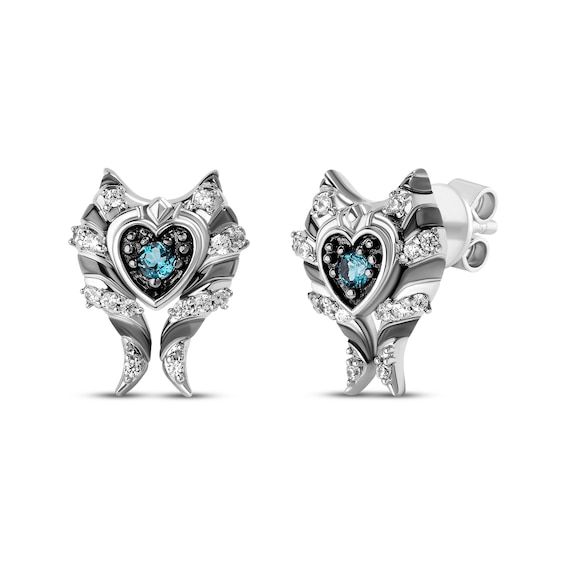 Star Wars Ahsoka Tano London Blue Topaz & Diamond Earrings 1/10 ct tw Sterling Silver