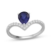 Thumbnail Image 1 of Pear-Shaped Blue Lab-Created Sapphire & White Lab-Created Sapphire Ring Sterling Silver