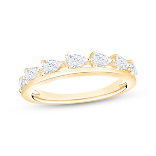 Now + Forever Lab-Grown Diamonds Pear-Shaped Anniversary Ring 5/8 ct tw 14K Yellow Gold