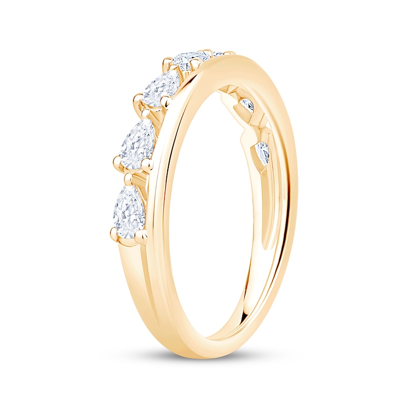Main Image 2 of Now + Forever Lab-Grown Diamonds Pear-Shaped Anniversary Ring 5/8 ct tw 14K Yellow Gold