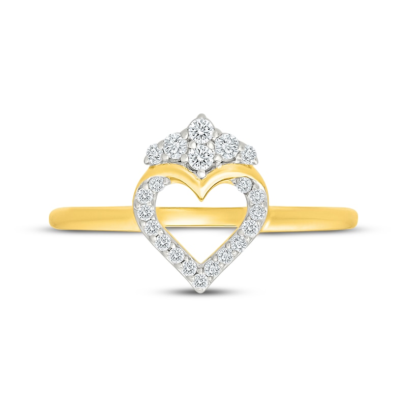 Main Image 4 of Diamond Tiara Open Heart Ring 1/6 ct tw 10K Yellow Gold
