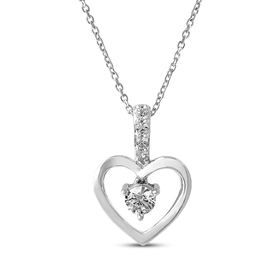 KAY Lab-Grown Diamonds Heart Frame Necklace 1/4 ct tw 10K White Gold 18"