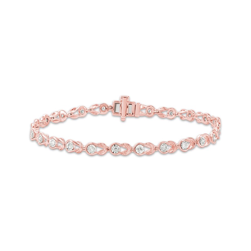 Main Image 1 of Diamond Knot Link Bracelet 1/2 ct tw 10K Rose Gold 7"