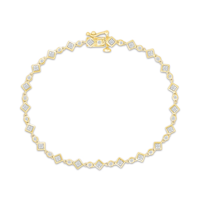 Main Image 1 of KAY Lab-Grown Diamonds Alternating Geometric Frame Bracelet 5/8 ct tw 10K Yellow Gold 7"