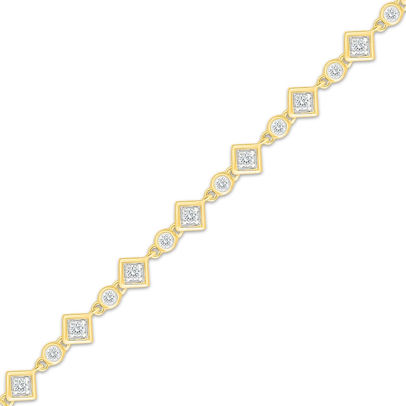 Main Image 2 of KAY Lab-Grown Diamonds Alternating Geometric Frame Bracelet 5/8 ct tw 10K Yellow Gold 7"